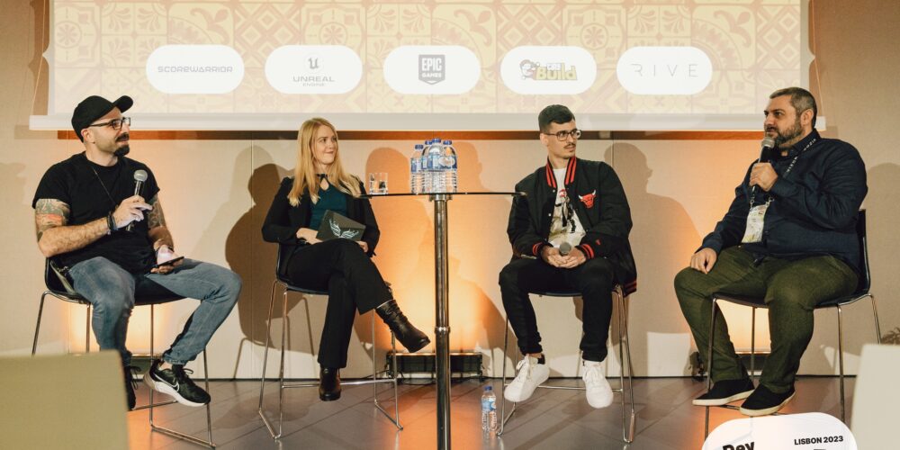 Photo from panel featuring Marie Mejerwall and Fawzi Mesmar at DevGAMM Lisbon 2023