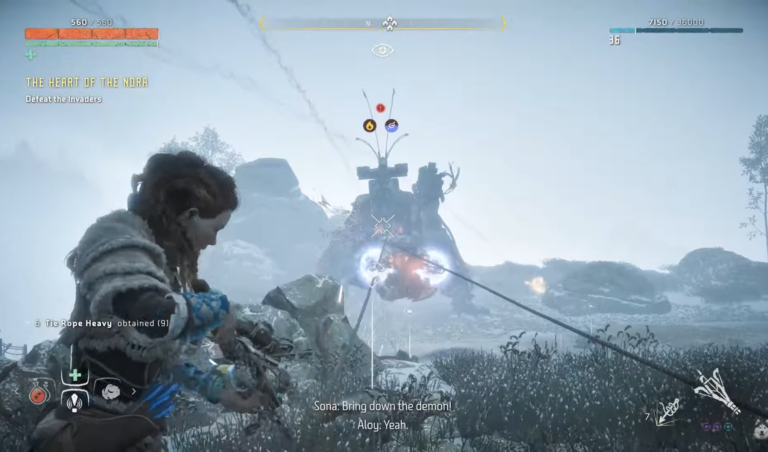 Boss fight in Horizon Zero Dawn